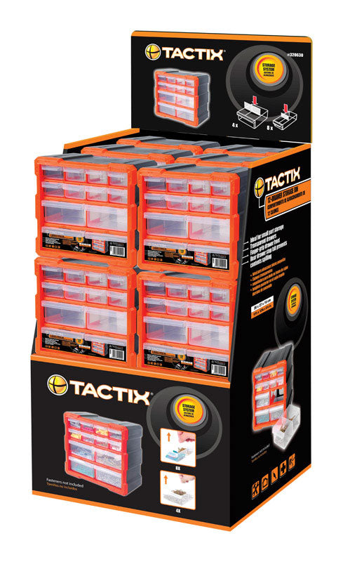 Tactix 5 in. L x 4 in. W x 3 in. H Storage Organizer Plastic 18 compartments Black (Pack of 18)
