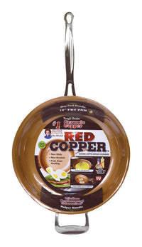 Bulbhead Red Copper Ceramic Copper Fry Pan 12 in. Red