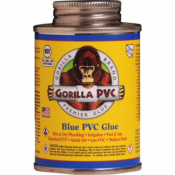Cemento solvente azul para PVC Gorilla, 4 oz