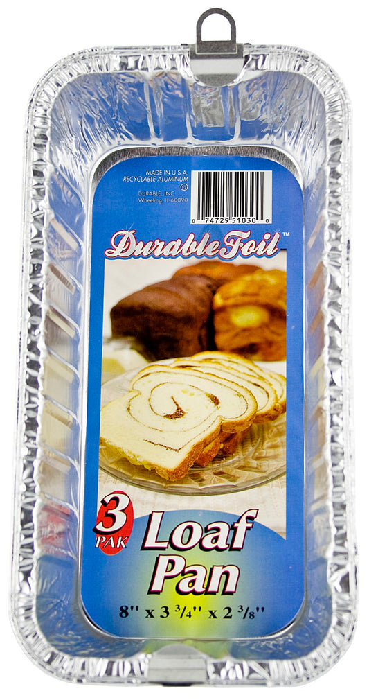 Durable Foil D51030 8" Aluminum Loaf Pans 3 Count (Pack of 12)