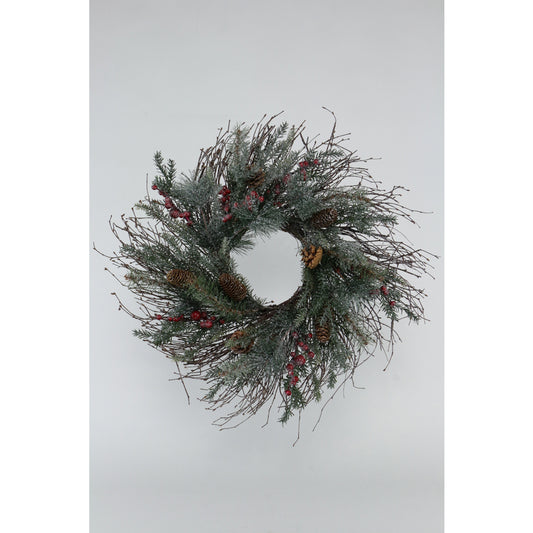 Teters Green Pinecone and Berry Wreath 26 in. Dia. (Pack of 4)