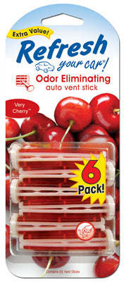 Car Air Freshener, Vent Stick, Very Cherry Scent, 6-Pk. (Pack of 6)