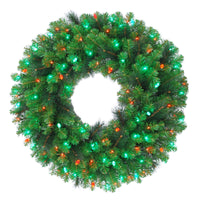 Celebrations Platinum  Mixed Pine  Prelit Green  LED Decorated Wreath  36 in. Dia. Red and Green (Pack of 2)