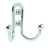 Amerock  2-3/4 in. L Polished Chrome  Silver  Zinc  Small  Double Prong  Hook  1 pk