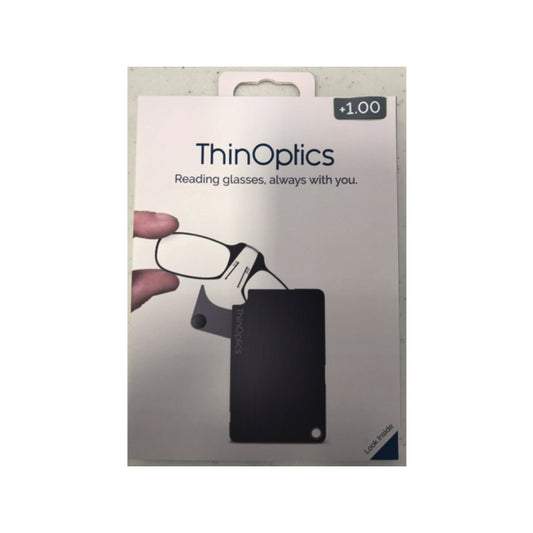 ThinOptics Always With You Black Reading Glasses w/FlashCard Case +1.00