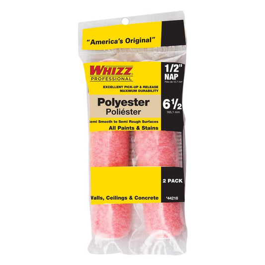 Whizz Polyester 6.5 in. W X 1/2 in. Mini Paint Roller Cover 2 pk