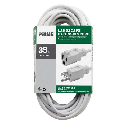 Prime Outdoor 35 ft. L White Extension Cord 16/3 SJTW