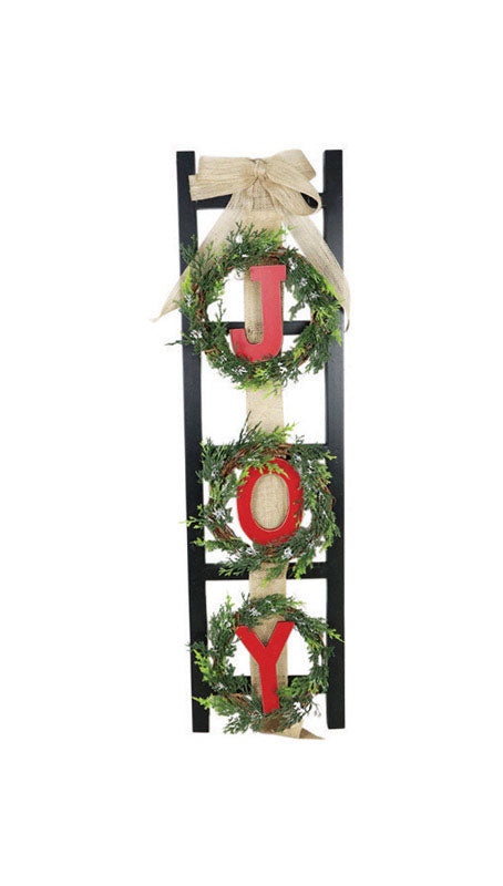 Celebrations  Red/Green  Joy/Lighted Wreaths on Ladder  Christmas Decoration (Pack of 2)