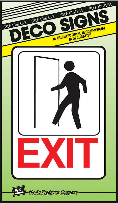 Hy-Ko English Exit Sign Plastic 7 in. H x 5 in. W (Pack of 5)