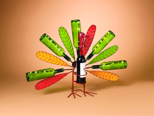 Gerson Company  Solar Wine Bottle Turkey  Lighted Fall Decoration  23.75 in. H x 8 in. W 1 pk