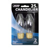 Feit Electric 25 W Flame Tip Chandelier Incandescent Bulb E26 (Medium) Clear 2 pk