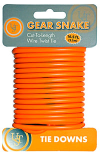 Gear Snake Wire Twist Tie, Orange (Pack of 4)