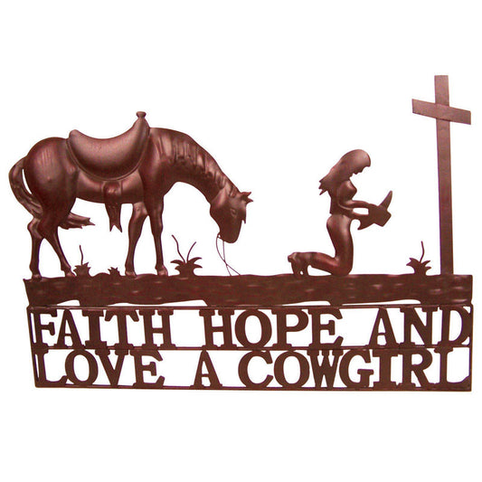 De Leon Collections Metal Faith , Hope And Love Cowgirl Sign 20.8" X 14" (Case of 8)