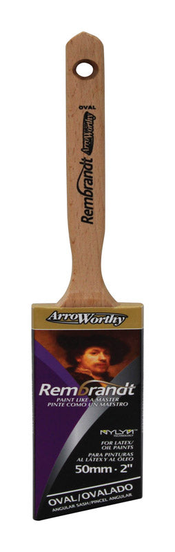 Arroworthy Rembrandt Wood Handle Polyester Semi-Oval Angle Edge Latex and Oil Paint Brush 2 W in.