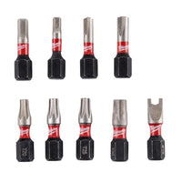 Milwaukee  SHOCKWAVE  Assorted  Multi Size   x 1 in. L Impact Security Insert Bit Set  Steel  9 pc.