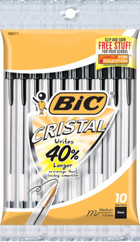 Bic Msp101-Black 1.0Mm Black Medium Point Cristal Stic Ball Pen 10 Count