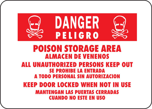 Hy-Ko CFS-1 10" X 14" Aluminum Bilingual Danger Poison Sign (Pack of 12)
