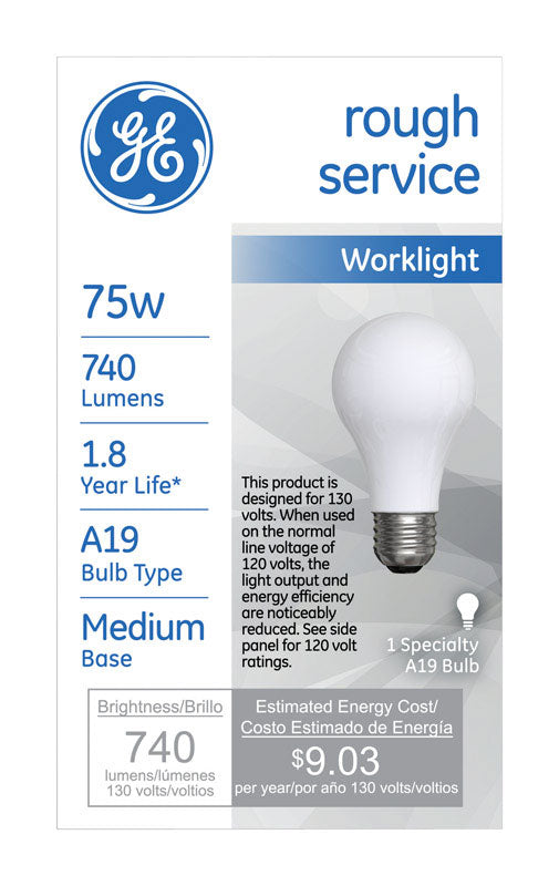 GE  75 watts A19  Incandescent Bulb  740 lumens Soft White  Specialty  1 pk