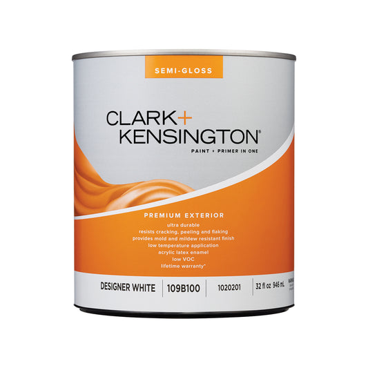 Clark+Kensington Semi-Gloss Designer White House & Trim Paint & Primer Exterior 1 qt (Pack of 4)