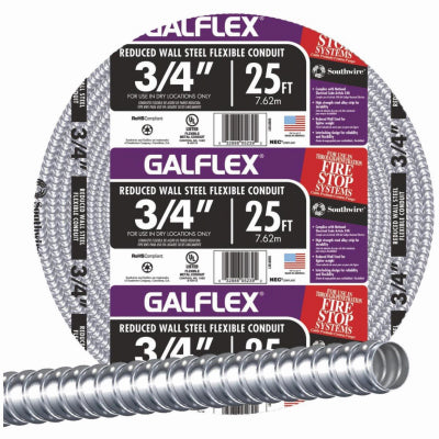 Southwire 3/8 in. D X 25 ft. L Steel Flexible Electrical Conduit For FMC