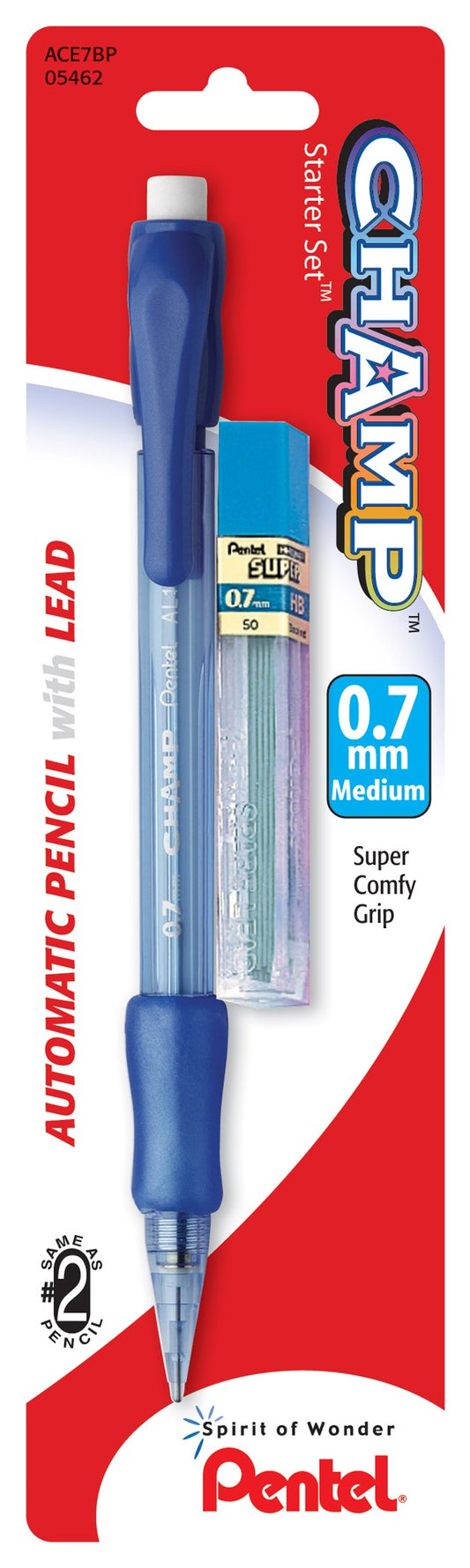 Pentel Ace7bp 0.7mm Champ Starter Set Automatic Pencil With Lead (Pack of 6)
