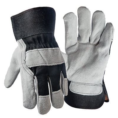 Guantes de trabajo, palma de piel de cerdo, dorso de algodón, talla XL para hombre
