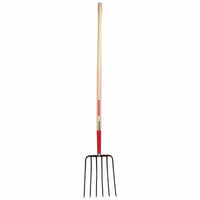 10-In. Forged Steel Manure Fork, 54-In. Handle, 6 Tines