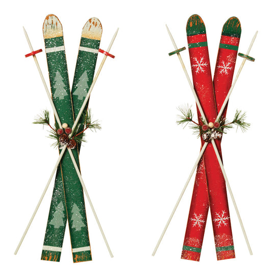 Gerson Wood Ski Set Christmas Decoration Red/Green MDF 1 pk (Pack of 6)