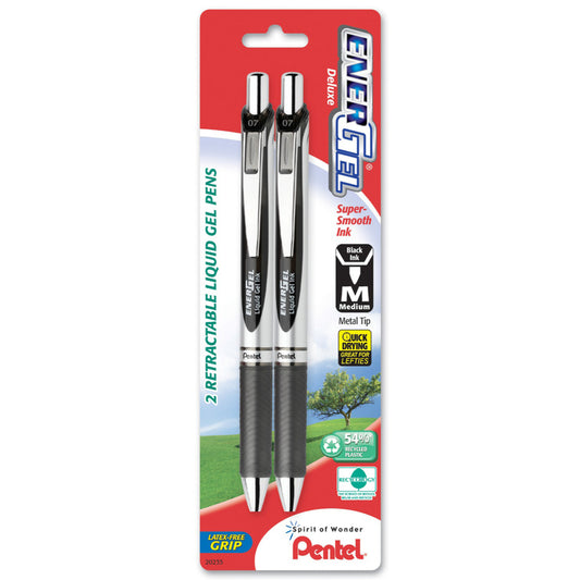 Pentel BL77BP2A .7 mm Black Ink EnerGelÂ® Retractable Liquid Gel Pen