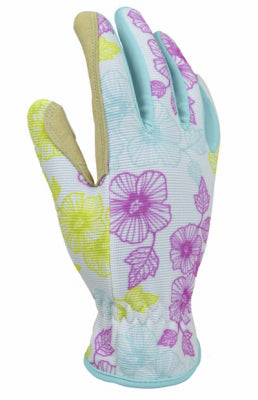 Planter Garden Gloves, Synthetic Leather Palm, Spandex, Women's Medium