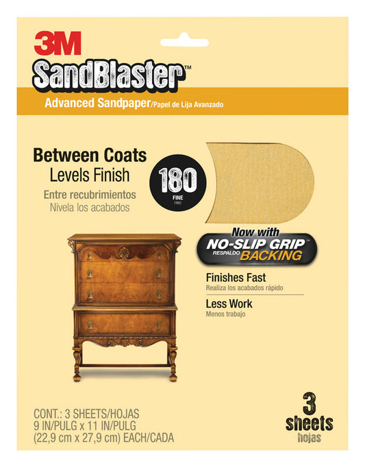 3M 20180-G 9" X 11" 180 Grit SandBlaster™ Paint Stripping Sandpaper (Pack of 10)