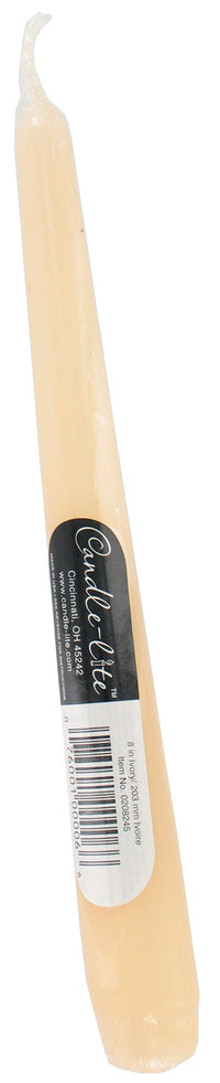 Candle lite 0208245 8" Ivory Taper Candle (Pack of 12)