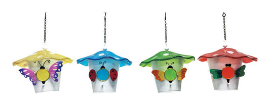 Infinity 14.96 in. H x 7-3/4 in. W x 7.87 in. L Metal/Glass Bird House (Pack of 4)