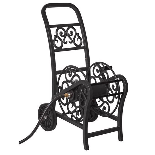 Suncast 200 ft. Wheeled Decorative Black Hose Cart