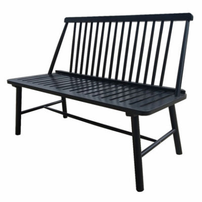 Farmhouse Bench, Black Painted Wood, 4-Ft.