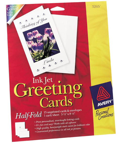 Avery 03265 5-1/2" X 8-1/2" Ink Jet Blank Greeting Cards 20 Count