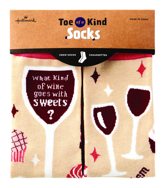 Hallmark Sweets and Wine Crew Socks Cotton 1 pk (Pack of 2)