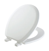Asiento de inodoro de madera moldeada blanca y redonda de Mayfair Never Loosens