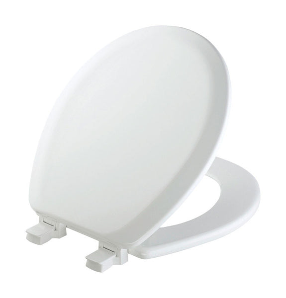 Mayfair  Never Loosens  Round  White  Molded Wood  Toilet Seat