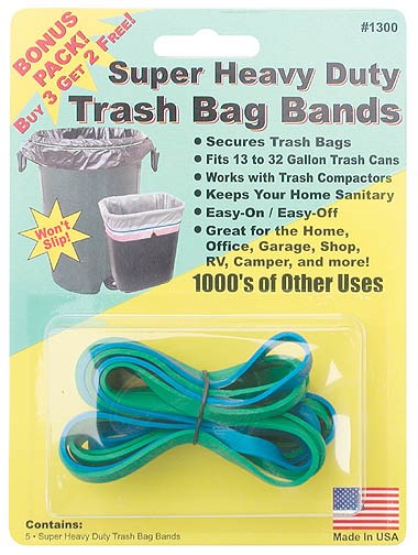 Creative Homeowner 1300 Super Heavy Duty Trash Bag Bands 5 Count                                                                                      
