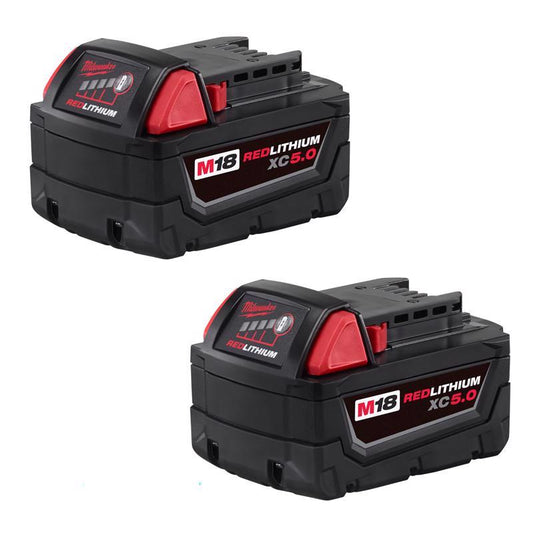 Milwaukee  M18 REDLITHIUM  XC5.0  18 volt 5 Ah Lithium-Ion  Extended Capacity Battery Pack  2 pc.