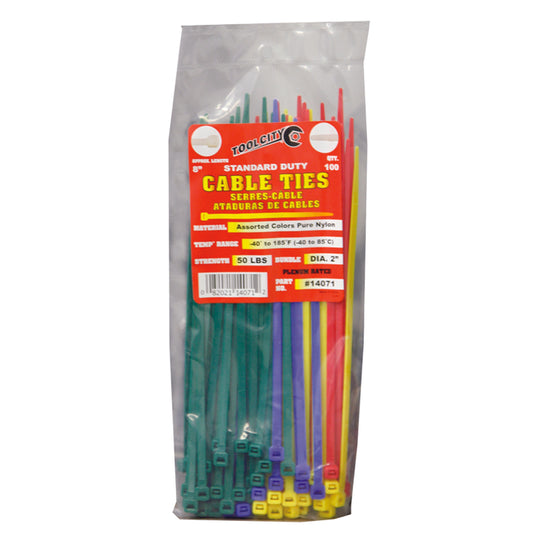 Tool City  8 in. L Assorted  Cable Tie  100 pk