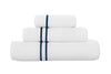 LINIM 3-Pcs Towel Set 100% Cotton White With Lines; Bath, Hand & Washcloth Navy 