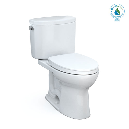 TOTO® Drake® II Two-Piece Elongated 1.28 GPF Universal Height Toilet with CEFIONTECT and SS124 SoftClose Seat, WASHLET+ Ready, Cotton White - MS454124CEFG#01