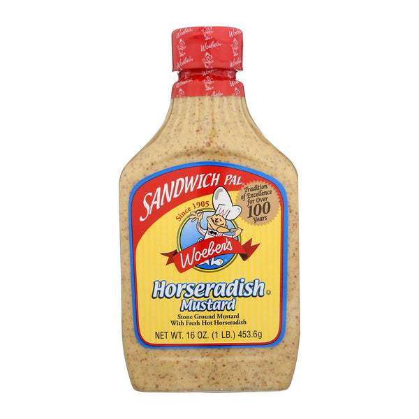 Woeber's, Sandwich Pal, mostaza, rábano picante, caja de 6, 16 oz (paquete de 6)