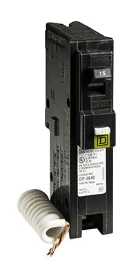 Schneider Electric Usa Inc 1-Pole Fault Plug-In Mount Miniature Circuit Breaker 120V ac 15A