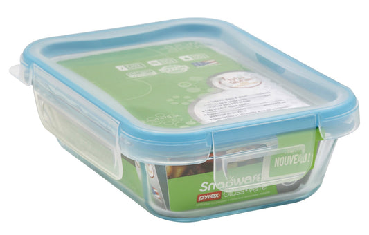Snapware 1112403 6 Cup Glass Rectangle Food Storage Container With Plastic Lid (Pack of 2)
