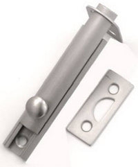Door Surface Bolt, 2 Keepers, Satin Nickel, 3-In. (Pack of 5)