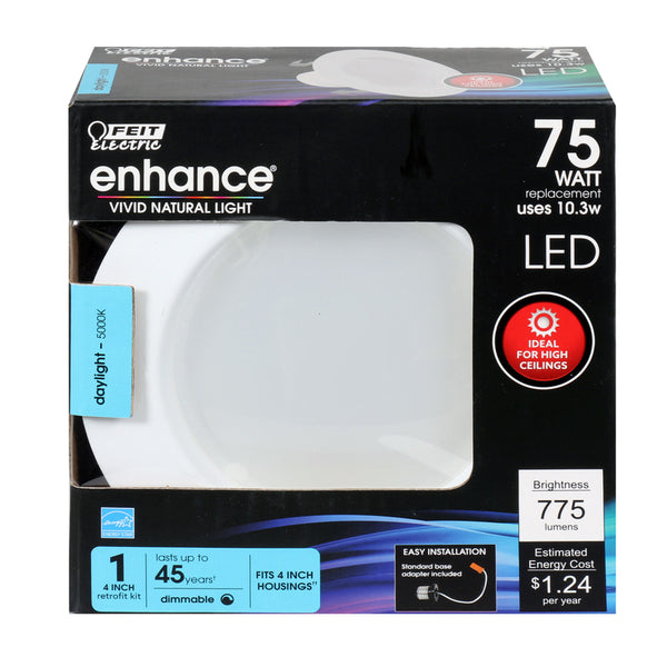 FEIT Electric Enchance - Foco empotrable LED regulable de 4 pulgadas y 10,3 vatios, color blanco