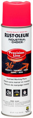 Industrial Choice Marking Spray Paint, Precision Line, Inverted, Fluorescent Pink, 17-oz.